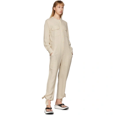 Shop Isabel Marant Off-white Silk Tacaia Jumpsuit In 23ec Ecru