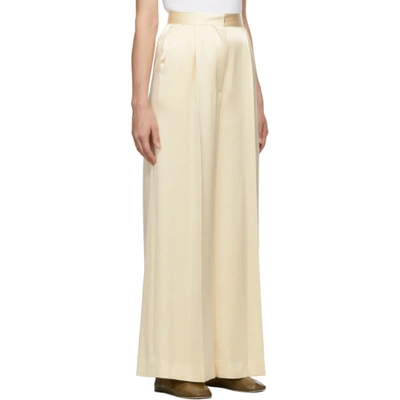 Shop Loewe Off-white Satin Wide-leg Trousers In 2110 Ivory