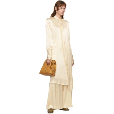 Shop Loewe Off-white Satin Wide-leg Trousers In 2110 Ivory