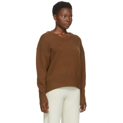 Shop Arch4 Brown Cashmere Battersea V-neck Sweater In Mahogany