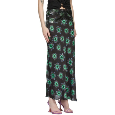 Shop Rabanne Black Geometric Floral Midi Skirt In V065 Blkgeo