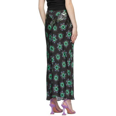 Shop Rabanne Black Geometric Floral Midi Skirt In V065 Blkgeo