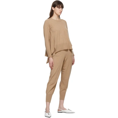 Cashmere-wool Ribbed Tapered Trousers In Camel