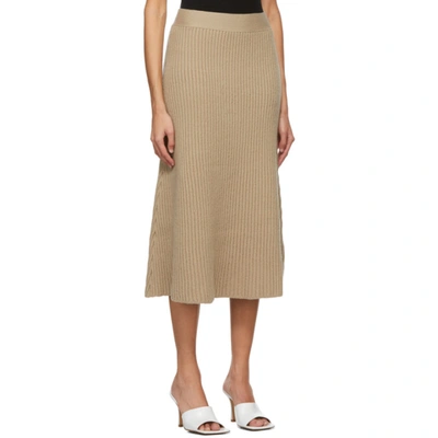 Shop Bottega Veneta Beige Wool Rib Skirt In 2646 Beige