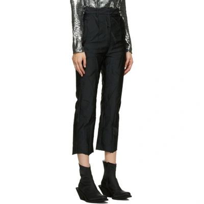 Shop Mm6 Maison Margiela Black Crushed Taffeta Trousers In 900 Black