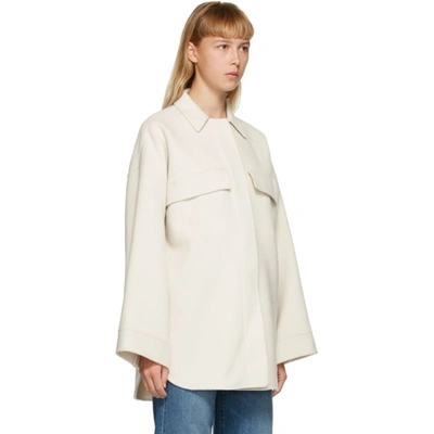 Shop Totême Ssense Exclusive White Wool Tavola Shirt Jacket In 160 Ivory