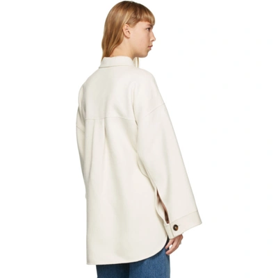 Shop Totême Ssense Exclusive White Wool Tavola Shirt Jacket In 160 Ivory