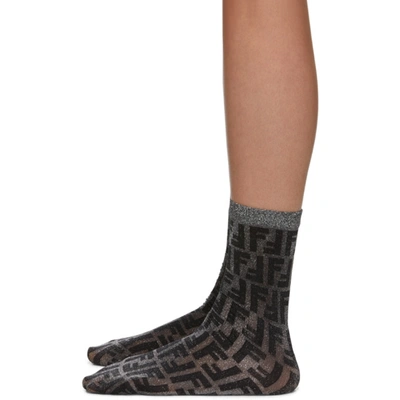 Shop Fendi Black Short Lurex Socks In F0qa1 Black