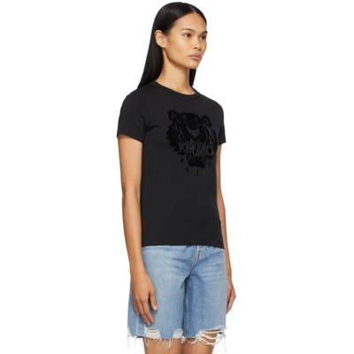 Shop Kenzo Black Tiger Flock T-shirt