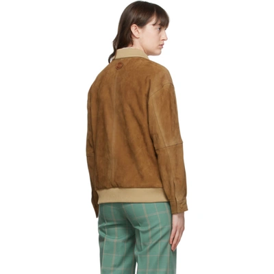 Shop Gucci Brown Suede Oversized Bomber Jacket In 2235 Hazeln