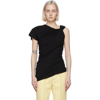 Shop Alexander Mcqueen Black Knotted T-shirt In 1000 Black