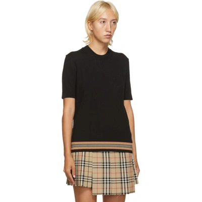 Shop Burberry Black Wool Icon Stripe Sweater In A1189 Black