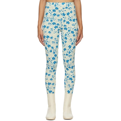 Shop Pushbutton Ssense Exclusive Yellow & Blue High Rise Leggings In Blue Floral