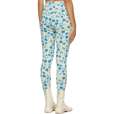 Shop Pushbutton Ssense Exclusive Yellow & Blue High Rise Leggings In Blue Floral