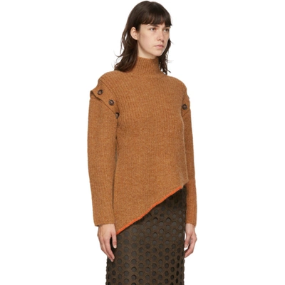 Shop Andersson Bell Brown Rib Detachable Sleeve Turtleneck In Camel Brown