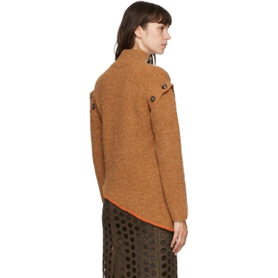 Shop Andersson Bell Brown Rib Detachable Sleeve Turtleneck In Camel Brown