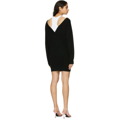 Shop Alexander Wang T Black Merino Bi-layer Dress In 951 Blk/wht