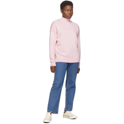 Shop Ganni Pink Wool Pullover Turtleneck In 480 Cherry