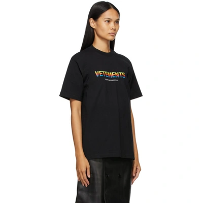 Shop Vetements Black 'think Differently' Logo T-shirt