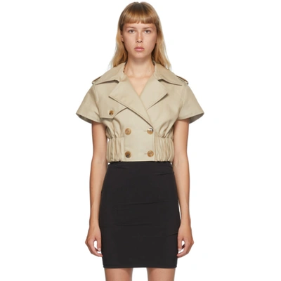 Shop Alexander Wang Beige Cropped Trench Jacket In 051 Stone