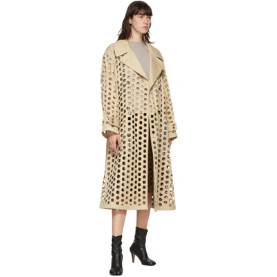Shop Maison Margiela Beige Punched Holes Trench Coat In 119 Beige