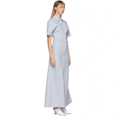 Shop Off-white Blue Linen Long Shirt Dress In Lt Blue