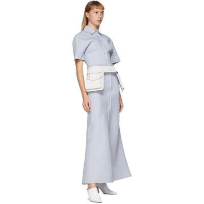 Shop Off-white Blue Linen Long Shirt Dress In Lt Blue