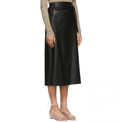 Shop Nanushka Black Vegan Leather Amas Wrap Skirt