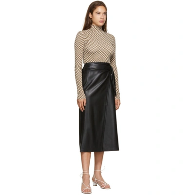 Shop Nanushka Black Vegan Leather Amas Wrap Skirt