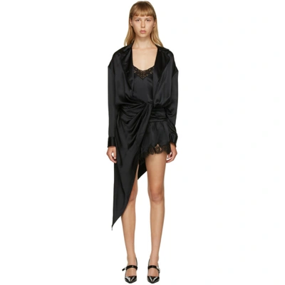 Shop Alexander Wang Black Silk Draped Slip Dress In 001 Black