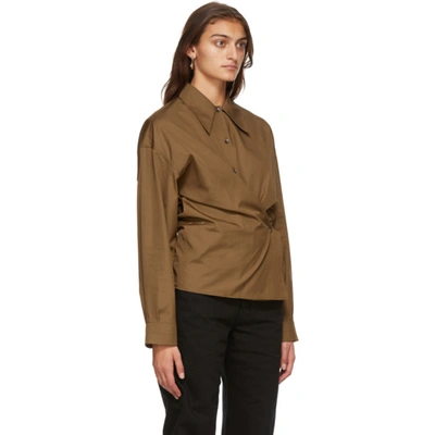 Shop Lemaire Brown Twisted Shirt In 420 Tobacco