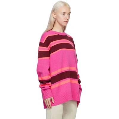 Shop Acne Studios Pink & Burgundy Wool Striped Sweater In Ag2 Pinkbur