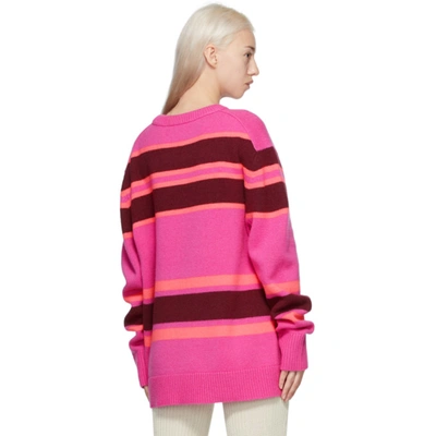 Shop Acne Studios Pink & Burgundy Wool Striped Sweater In Ag2 Pinkbur