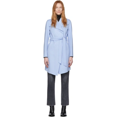 Shop Mackage Blue Wool Laila Coat In Sky Blue