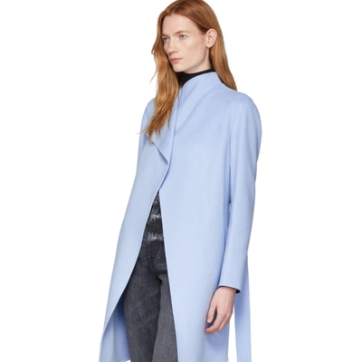 Shop Mackage Blue Wool Laila Coat In Sky Blue