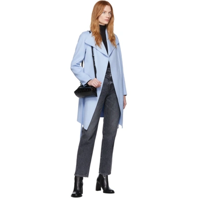 Shop Mackage Blue Wool Laila Coat In Sky Blue