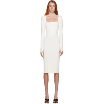 Shop Dion Lee White Pointelle Corset Tank Top Dress In Ivory