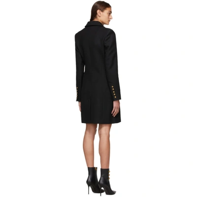 Shop Balmain Black Wool Serge Double-breasted Coat In 0pa Black