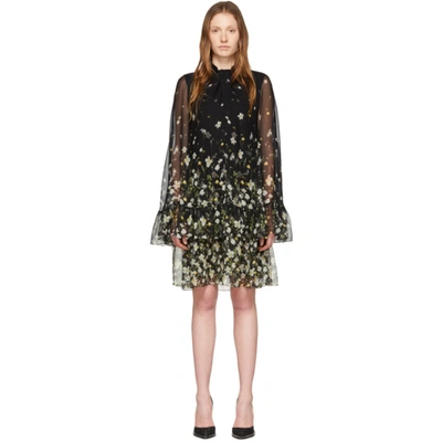 Shop Erdem Black Silk Concetta Dress In Black/white