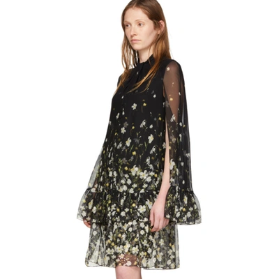 Shop Erdem Black Silk Concetta Dress In Black/white