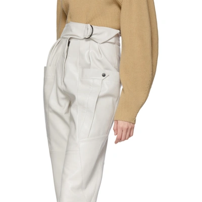 Shop Isabel Marant White Leather Ferris Trousers In 20ck Chalk