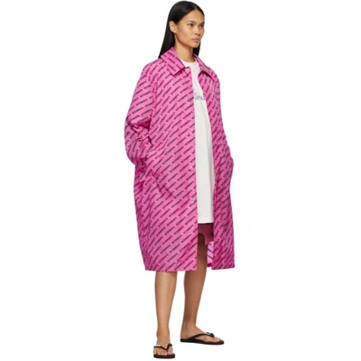 Shop Vetements Pink Logo Light Raincoat In Hot Pink /