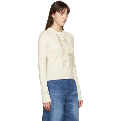 Shop Chloé Off-white Wool & Lace Cardigan In 104 Snow Wh