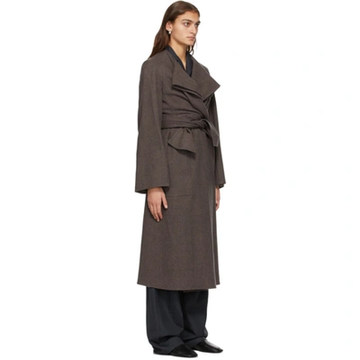 Shop Lemaire Taupe Wool Knotted Coat In 448 Taupe