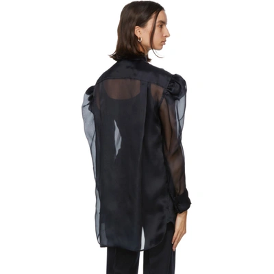 Shop Max Mara Navy Silk Organza Shirt In 001 Ultrama