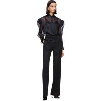 Shop Max Mara Navy Silk Organza Shirt In 001 Ultrama