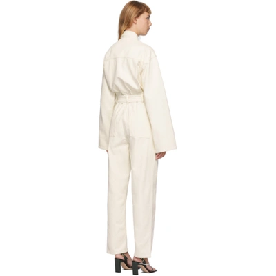 Shop Agolde Off-white Denim Tatum Jumpsuit In Paper