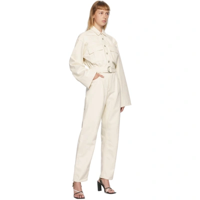 Shop Agolde Off-white Denim Tatum Jumpsuit In Paper