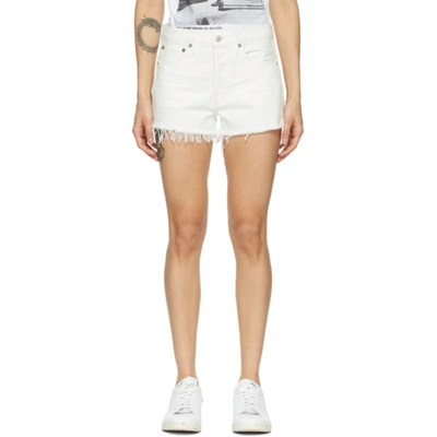 Shop Agolde White Parker Vintage Shorts In Tissue