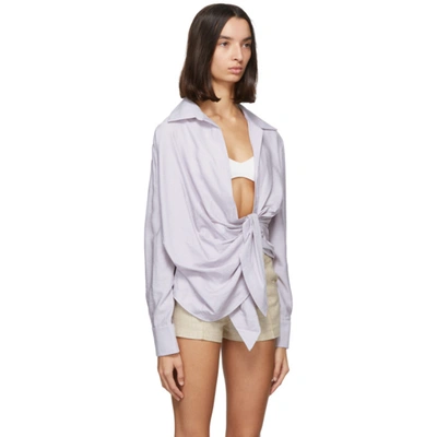 Shop Jacquemus Purple 'la Chemise Bahia' Shirt In Lilac Grey